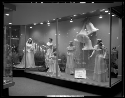 Jane Lee Store, 100 West Main; exterior; window display for                             bridal (wedding) clothing