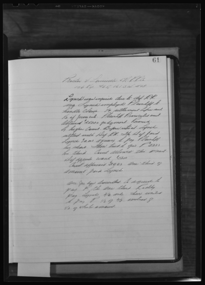 Prichard & Funk; handwritten notebook page 61