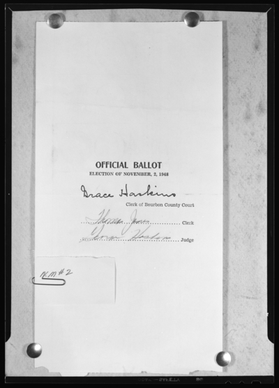 Prichard & Funk; election ballot (November 2, 1948) for                             Bourbon County