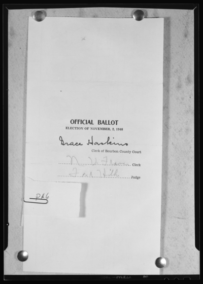 Prichard & Funk; election ballot (November 2, 1948) for                             Bourbon County