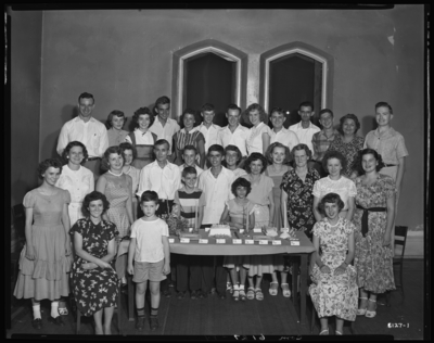 Mrs. Henry Cox; birthday party at Castlewood Park; group of                             children; group portrait