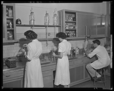 St. Joseph's Hospital, 544 West Second (2nd) Street;                             interior of Laboratory; laboratory workers
