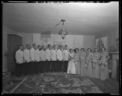 Mr. & Mrs. Guy Preston Richardson; wedding; Walnut Hill                             Presbyterian Church; interior; wedding participants; group                             portrait