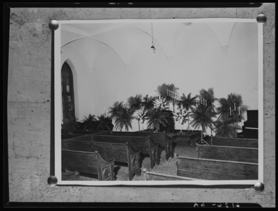 Mr. & Mrs. Guy Preston Richardson; wedding; Walnut Hill                             Presbyterian Church; interior; flowers; copy negative
