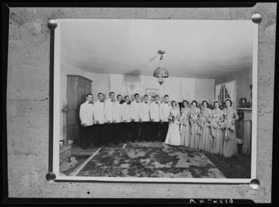Mr. & Mrs. Guy Preston Richardson; wedding; Walnut Hill                             Presbyterian Church; interior; wedding participants; group portrait;                             copy negative