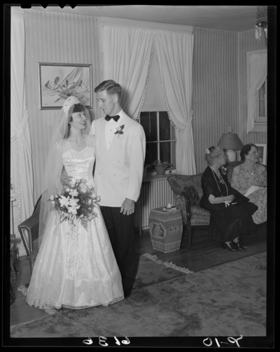 Mr. & Mrs. Guy Preston Richardson; wedding; interior;                             bride and groom