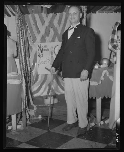 Belle of the Blue; Georgetown College; interior; man with                             cane