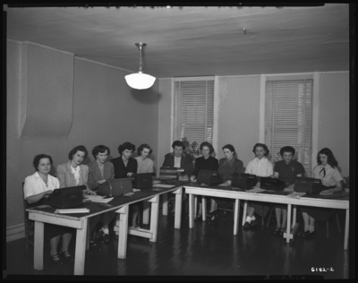 Lexington School of Calculating, 337 1/2 West Main; interior;                             group of women seated at calculating machines