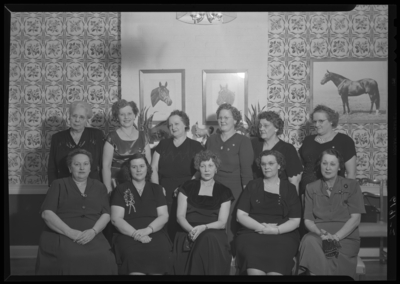 Pythian Sisters Past Chief’s Dinner; interior; group                             portrait