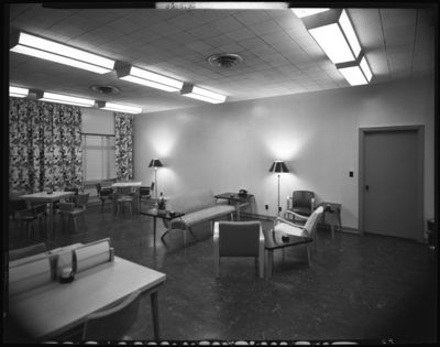 Lexington Telephone, 149-151 North Broadway; interior; lounge;                             table, chairs, sofas (couches)