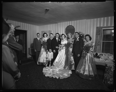 Fisher-Farris wedding; interior; wedding party; group                             portrait