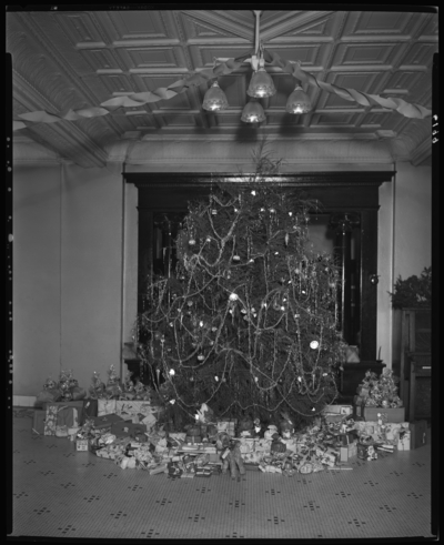 Odd Fellows Home, 261 West Water; Christmas tree; interior of                             house