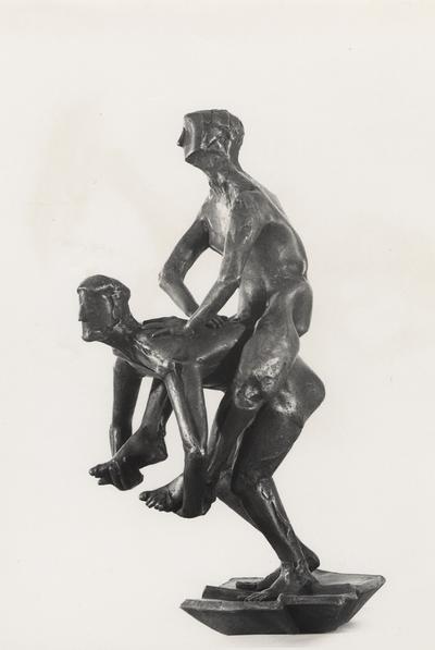 A bronze sculpture with a Georgian marble base entitled 
