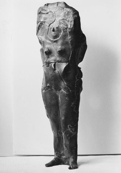 A bronze sculpture of a female nude with a Georgian marble base entitled 