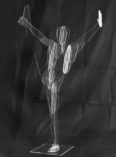 A Plexiglas figure sculpture entitled 