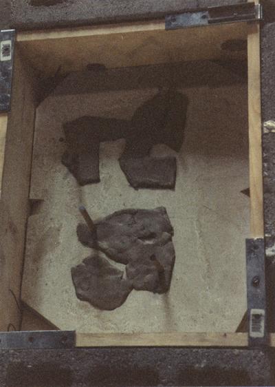 An image of a sand mold in the University of Kentucky foundry for the casting 