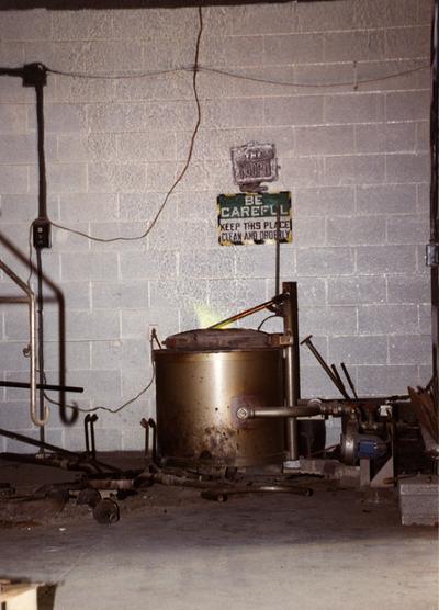 Bronze heating in the furnace at the University of Kentucky foundry for the casting of 