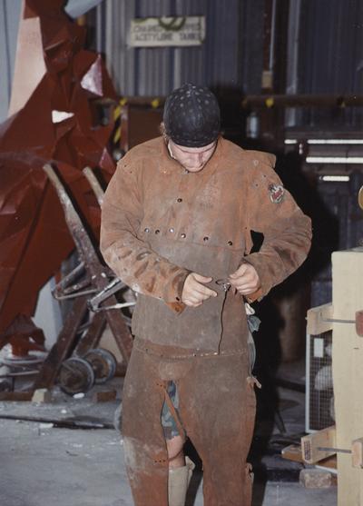 Andrew Marsh at the University of Kentucky foundry during the casting of 