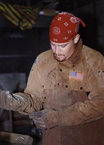 Scott Oberlink at the University of Kentucky foundry during the casting of 