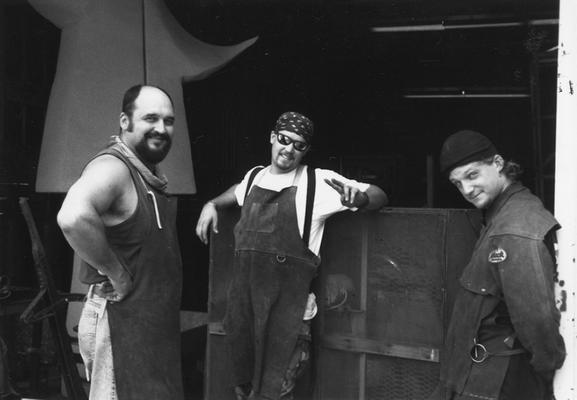 Jack Gron, Scott Oberlink and Andrew Marsh at the University of Kentucky foundry for the last cast of the 