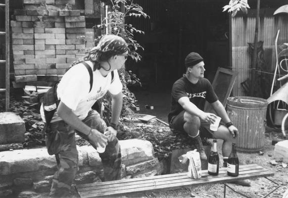 Scott Oberlink and Andrew Marsh at the University of Kentucky foundry for the last cast of 