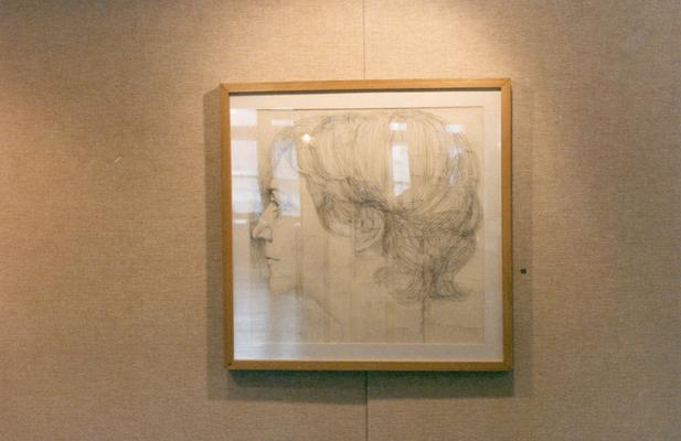 A pencil drawing of a head in profile entitled 