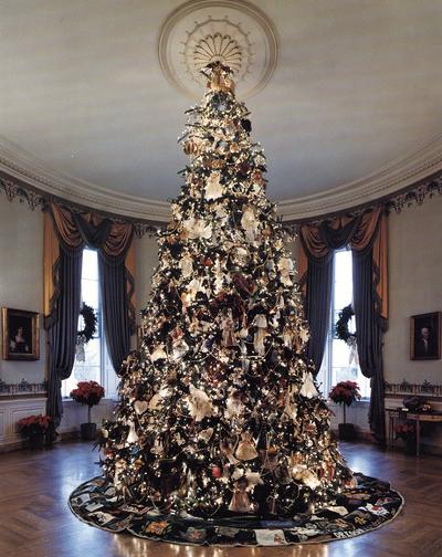 An image of the White House Christmas tree, for which John Tuska contributed an ornament