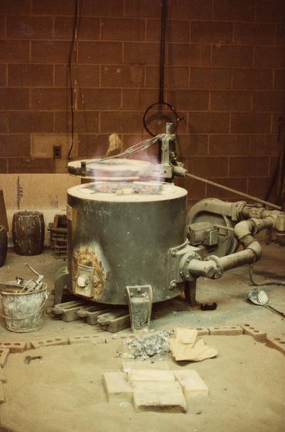 The furnace in the University of Kentucky foundry studio class. The photograph was taken by Ted Bronda