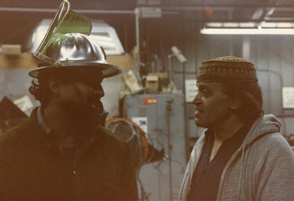 Jack Gron and John Tuska talking in the University of Kentucky foundry. The photograph was taken by Zig Gierlach