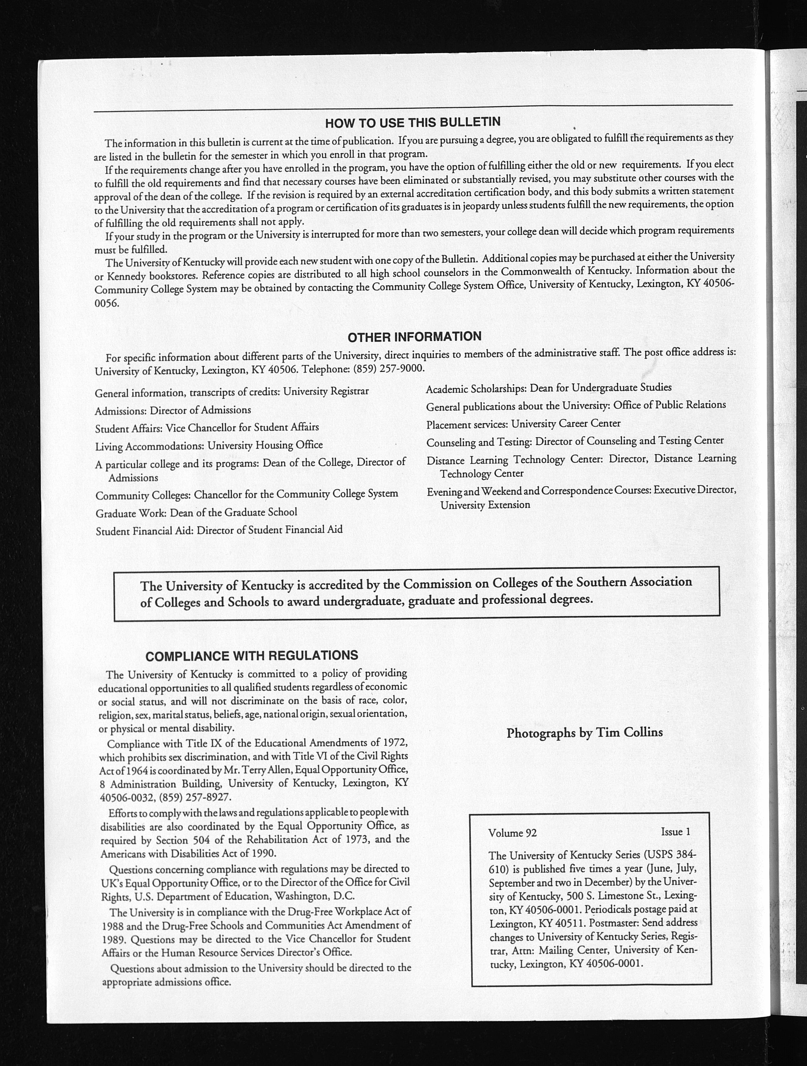 University Of Kentucky Series University Bulletin Volume 92 Issue 1 00 01