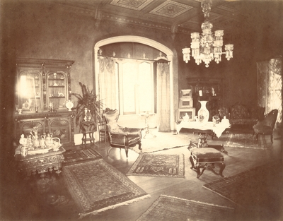 Loudoun House, interior; drawing room, main windows visible