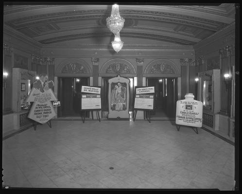 Kentucky Theatre (movie theater), 214 East Main, interior, lobby; standees for 
