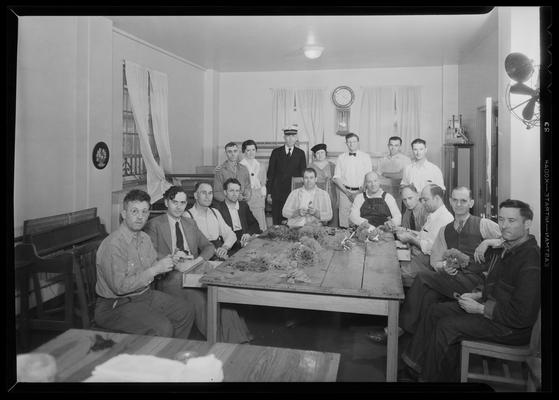 Veterans arranging flowers