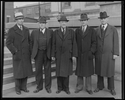 Lexington Police Department; group, detectives, unidentified men, unidentified group standing on steps of building