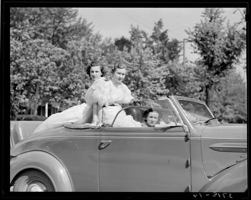 University of Kentucky May Day; May Day Queen with crown on head and flowers in hand