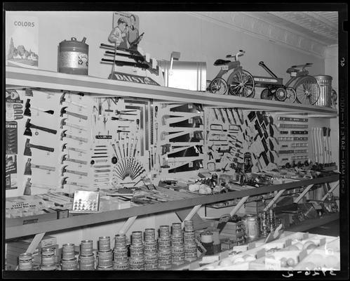 Hayden Hardware Store; interior, items on shelf