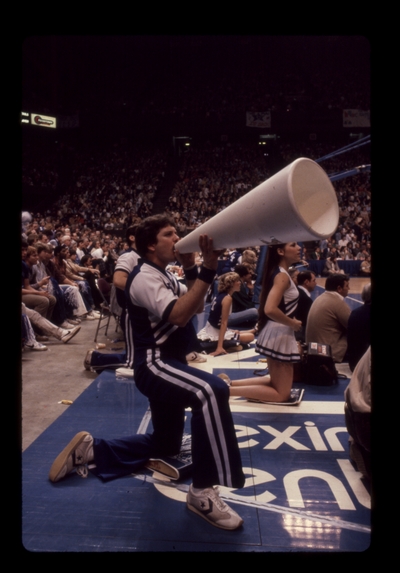 UK vs. LSU: Male cheerleader with megaphone