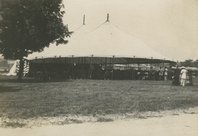 a large tent set up outside