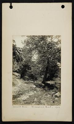 Shallow creek with small walking path running up hill on right, notation                          Wilson's Run. Meauxtown Road, 1906