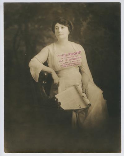 Portrait proof of Cora Wilson Stewart, full-length