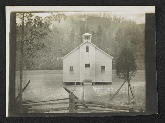 School house, location unidentified. Written on the back of the photograph: New School House