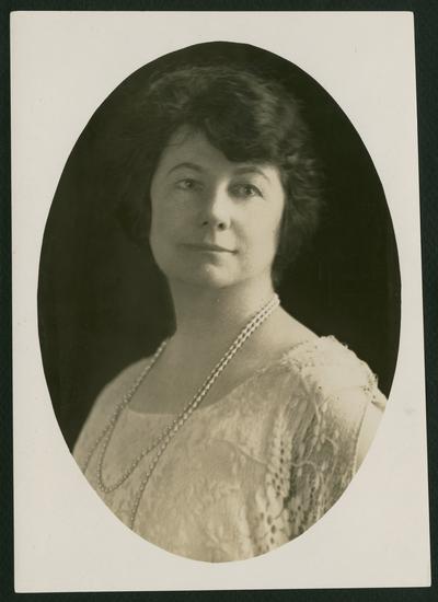 Formal portrait of Cora Wilson Stewart, photographedat Harris & Ewing studios in Washington D.C