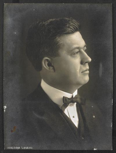 Male, unidentified, formal portrait taken at the Watton Studio in Oklahoma City, Oklahoma