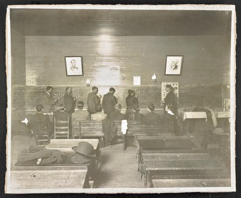 Kentucky students, Rowan County. Back of the photograph reads: Arithmetic was a popular study