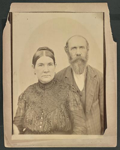 Unidentified couple, the back of the photograph reads: A mountain couple from Rowan County