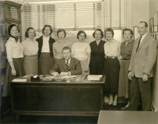 Hackett, Bob; Bob Hackett surrounded by his associates