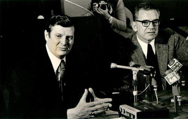 Hall, Joe B.; Joe B. Hall with the media