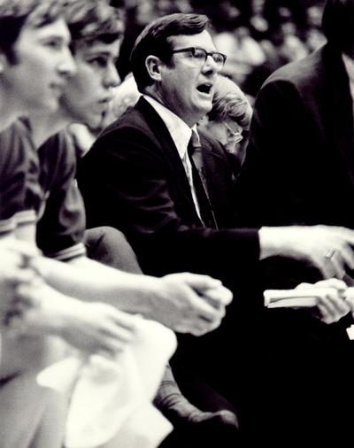 Hall, Joe B.; Joe B. Hall coaching from the bench