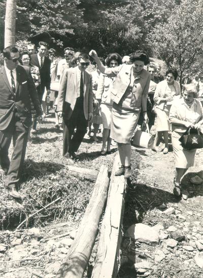 Johnson, Lyndon B. and Ladybird; Ladybird Johnson walking in the mountains of Kentucky