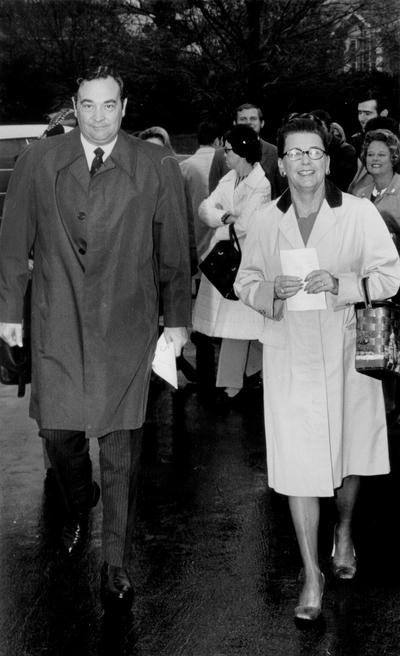 Nunn, Louie B.; Governor and Mrs. Nunn taking a walk, 1972